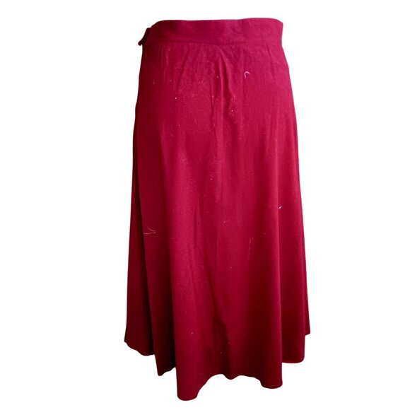 Vintage Velour Boho Skirt sz 11 27W Rust A-Line Midi Skirt With Pleats 1980's - Picture 4 of 5